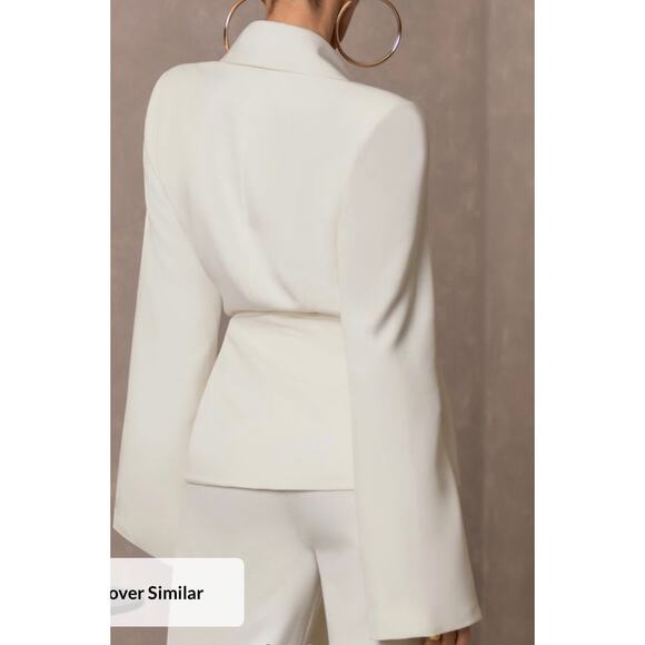 Club L London Gray Wrap Tie Detail Relaxed Blazer Gray Size 2 Celeb Style - Picture 3 of 16